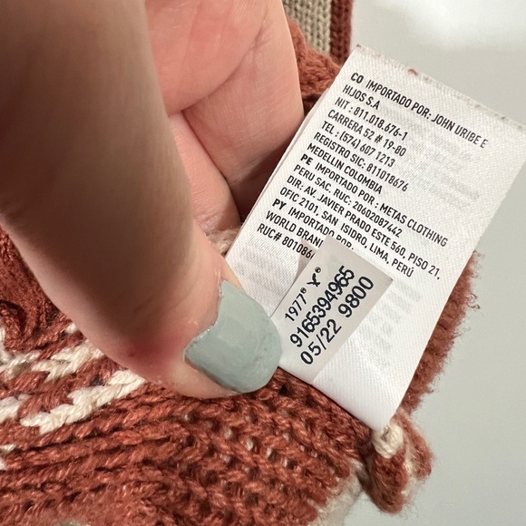 AE Checker Cardigan in Burnt Orange and Cream Size Medium Cotton Blend - Picture 9 of 10